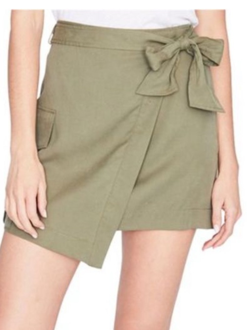 RACHEL Rachel Roy Olive Utility Wrap Skirt Cargo Pocket NWT Large Mini